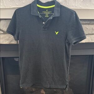 American Eagle Outfitters Men's Charcoal Polo Shirt